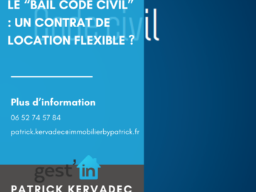 Le “bail Code civil” : un contrat de location flexible ? Qu’est-ce que le bail Code civil ? Définition Application Les obligations des deux parties prenantes Obligations du propriétaire Obligations du locataire L’intérêt accru à l’approche des JO Paris 2024 Le bail Code civil, également connu sous le nom de bail de droit commun, est un contrat de location. La particularité de celui-ci réside dans son application du Code civil plutôt que la loi du 6 juillet 1989. Il offre une plus grande flexibilité et liberté aux propriétaires par rapport aux autres contrats de location. La lumière est mise sur le bail Code civil, utilisé à l’approche des Jeux olympiques de Paris 2024. Gest’in, spécialiste de la gestion locative, vous explique.